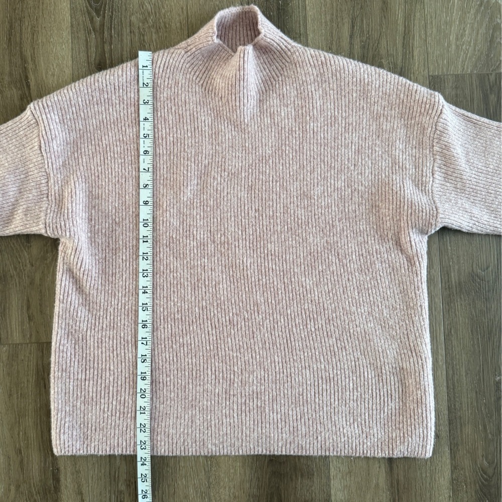 Abercrombie & Fitch Womens Mock Neck Ribbed Knit Sweater Pink Marl Wool Blend M - Picture 5 of 7